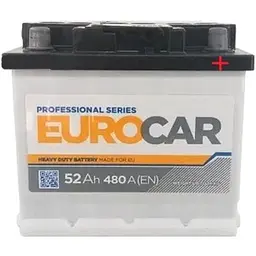 Акумулятор автомобільний EUROCAR (6СТ-52АЗ (0) (-/+) (L3) 480А 12V (E)