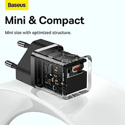 Блок швидкого заряджання OS Baseus GaN5 Fast Charger (mini) 1Type-C 30 W (CCGN070701) чорний - мініатюра 8