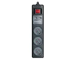 Фільтр живлення REAL-EL RS-3 USB CHARGE 1,8 м, чорний - мініатюра 1
