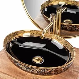 Умивальник Rea Margot 52x40 black gold (REA-U8978) - мініатюра 2