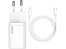 Мережевий зарядний пристрій BASEUS Super Si Quick Charger w/Type-C - Lightning Cable White (TZCCSUP-B02)
