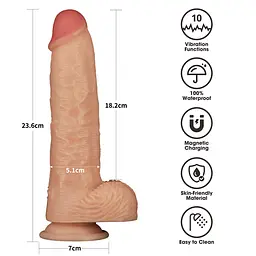 Реалістичний вібратор Vibrating Power Basics Cock тілесний 23.6см - мініатюра 2