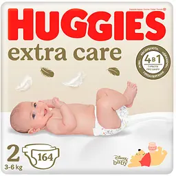 Набір підгузків Huggies Extra Care 2 (3-6 кг), 164 шт. (2 уп. х 82 шт.)