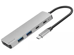 Мультипортовий адаптер Proove Iron Link 5 in 1 (2хType-C + 2хUSB3.0 + HDMI) Silver (HBIL00222024)