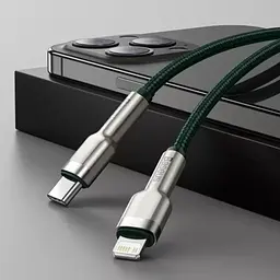 Кабель Baseus Cafule Metal USB-C to Lightning PD 20W 1m Green (CATLJK-A06) [169507] - мініатюра 8