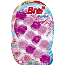 Туалетний блок для унитазу Bref Brilliant Gel All in 1 Весняний дощ 126 г (3 шт. х 42 г)