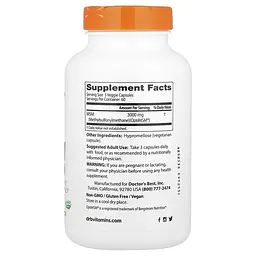 Метилсульфонілметан Doctor's Best MSM with OptiMSM, 180 вегакапсул для комфорту та рухливісті суглобів - мініатюра 2