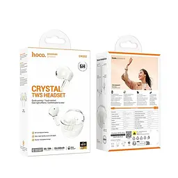 Навушники Hoco EW202 Magic true wireless BT headset, BT5.4, 35mAh, 350mAh, 6h, IPX4, Milky white - мініатюра 3