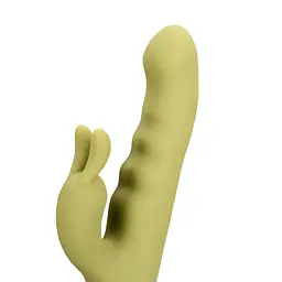 Вібратор-кролик Loveline Ultra Soft Silicone Rotating зелений - мініатюра 5