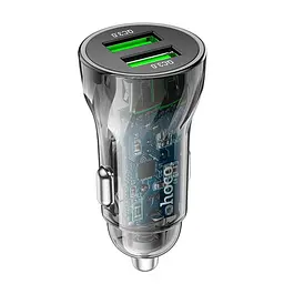 Адаптер автомобільний HOCO Transparent Discovery Edition dual port Z47 2USB, QC, 3A - мініатюра 2