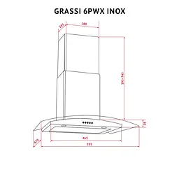 Витяжка декоративна зі склом PERFELLI GRASSI 6PWX INOX - мініатюра 12