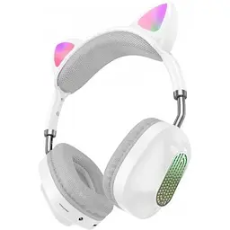 Навушники Hoco Skill Cat Ear BT Headphones ESD13 з котячими вушками білі 6931474788030 - мініатюра 2