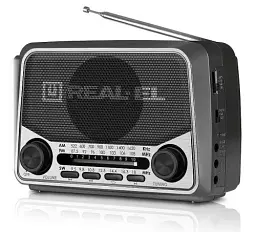 Радіоприймач 1.0 Real-El X-525 Grey, 3 Вт, пластиковий корпус, FM/AM/SW, USB, SD/microSD, акумулятор, ліхтарик