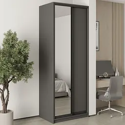 Шафа-купе дводверна MebelStar Стандарт BG ДСП/Дзеркало 90x60x240 см Антрацит (MBS-10200)