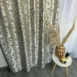 Штори жаккард "Вензель" сірий 150х270 см, 2шт, тасьма ALBO pbe0052939 - мініатюра 6