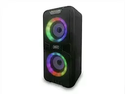 Портативна колонка BKK B86 Акустична система 20 Вт 2 x 4" RGB підсвічування 3000 мАг TF Card Чорний - мініатюра 3
