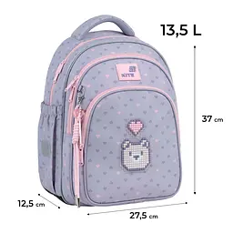 Рюкзак для початкової школи Kite Education 763S Pixel Love Сірий (K26-763S-1) - мініатюра 3