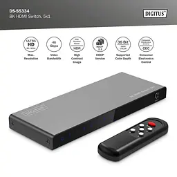 Відеокомутатор Digitus UHD HDMI (INx5 - OUTx1), 8K teh0025046 - мініатюра 10