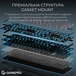Механічна ігрова клавіатура GamePro MK-305-BK Asgard Drakkar Keychron Super Red Switch Bluetooth 5.2/2.4 ГГц/USB Black - мініатюра 7