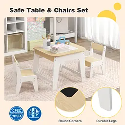 Комплект дитячих меблів Costway Kids Set 2-in-1 Desk стіл та 2 стільці з двосторонньою стільницею-дошкою - мініатюра 9
