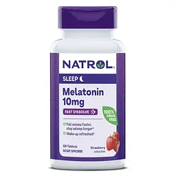 Натуральна добавка Natrol Melatonin 10 mg Fast Dissolve, 60 таблеток - Полуниця