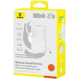 Зовнішній акумулятор Baseus EnerFill FC51 Bipow 2 Pro 30000mAh 22.5W White (E0028101) [163468] - мініатюра 4