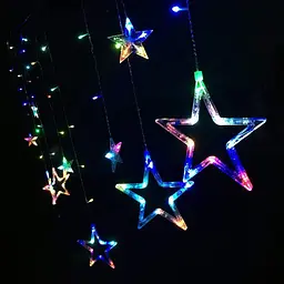 Новорічна світлодіодна гірлянда шторка дощ "Зірки" YS-84005 138 LED USB 2.5х2м (мультиколор) + пульт ДК, Yu Xin 82761 - мініатюра 5