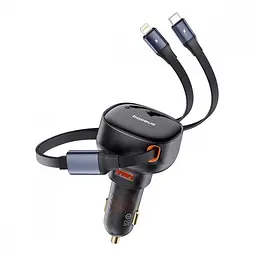 АЗП Baseus Enjoyment Pro 60W (USB) + Retractable Type-C+Lightning Cables - мініатюра 6
