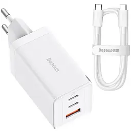 Адаптер блок сетевой Baseus GaN5 Pro Fast Charger 65 W+C to C cable белый