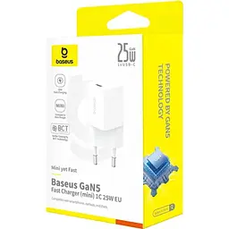 Мережевий зарядний пристрій Baseus GaN5 Mini Fast Charger USB-C 25W White (P10110909213-00) [139987] - мініатюра 4