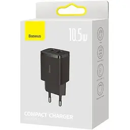 Зарядний пристрій Baseus Wall Charger 2xUSB Compact 10.5W Black (CCXJ010201) - мініатюра 3