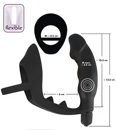 Віброкільце з анальною пробкою Black Velvets, 13.5 см (чорний) - мініатюра 10