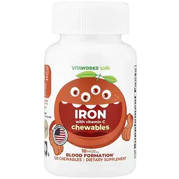 Дієтична добавка Lifeable VitaWorks Kids Iron With Vitamin C 120 жувальних таблеток