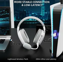 Навушники бездротові ігрові ATTACK SHARK L80PRO l 80 PRO white - мініатюра 5