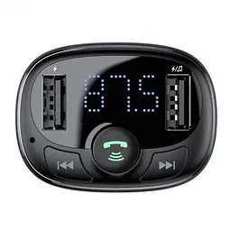 FM-модулятор трансмітер Baseus T-Typed + bluetooth (2USB) CCTM-01 Black - мініатюра 6