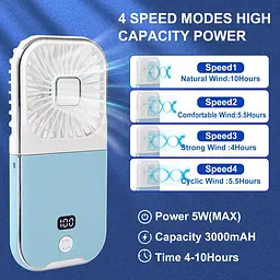 Портативний ручний вентилятор з цифровим дисплеєм USB - мініатюра 2