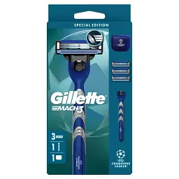 Бритва з 3 змінними касетами Gillette Mach3 + захисний чохол для лез