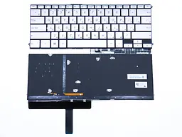 Клавіатура для Asus UX490, UX490CA, UX490UA (RU Silver з підсвічуванням). Українська розкладка. Оригінал.