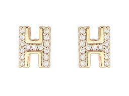 Сережки Xuping пусети позолота 18K "Буква H з кристалами" 285897