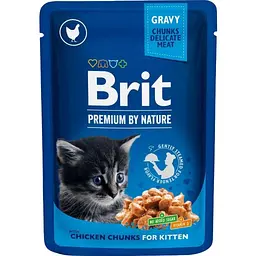 Вологий корм Brit Premium Cat Pouch для кошенят з куркою 100 г
