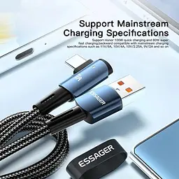 Кабель Essager Sunset Bend Type 7A cable USB A to Type C 2 м 100W Blue (EXCWT7A-CGA03-P) - мініатюра 4