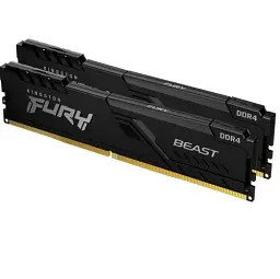 Пам'ять 8Gb x 2 (16Gb Kit) DDR4, 3200 MHz, Kingston Fury Beast, Black, 16-18-18, 1.35V, з радіатором (KF432C16BBK2/16WP) - мініатюра 2