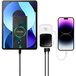Зовнішній акумулятор Baseus Qpow Pro Digital Display Fast Charge Power Bank 10000mAh 20W iP Edition White（With: Simple charging cable Type-C 3A 0.3m W (PPQD060002) - мініатюра 8