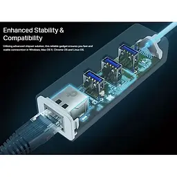 Мережевий адаптер TP-Link UE330 USB3.0 to GE 3xUSB3.0 HUB - мініатюра 5
