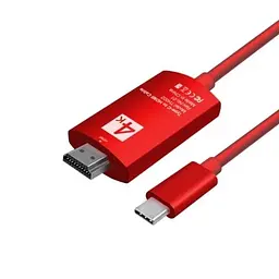 Кабель HDMI (M) - Type-C (M), 2 м, Red Extradigital teh0020760 - мініатюра 1