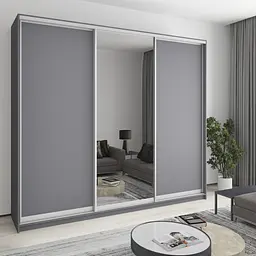 Шафа-купе тридверна MebelStar Уні AL 2ДСП/Дзеркало 270x60x240 см Антрацит (MBS-1945)