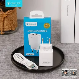 Мережевий зарядний пристрій Celebrat C-N2-EU 2USB 2.4А wall charger + Lightning cable White - мініатюра 3