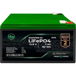 Акумулятор GreenVision LiFePO4 12V 12.8V/7Ah/89.6Wh [31172] [125754]