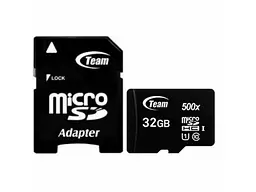 Карта пам'яті Team microSDHC UHS-I + SD Adapter 32 GB (TUSDH32GCL10U03)