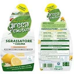 Гіпоалергенний знежирювач Green Emotion Sgrassatore e Cucina con profumo di Limone для кухні 750 мл - мініатюра 2